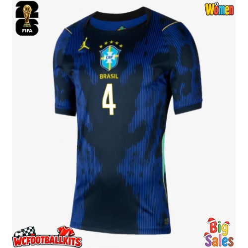 Brazil Marquinhos #4 Replica Away Stadium Shirt for Women World Cup 2026 Short Sleeve